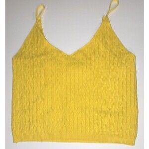 Daisy Women’s  Yellow Solid Knit V-Neck Spaghetti Strap Cropped Camisole Tank L